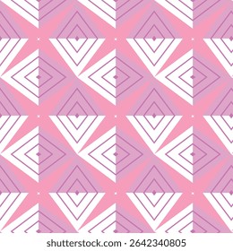 Intricate Repeating Diamond Pattern with Concentric Triangles on Pink Background