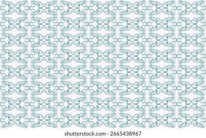 Intricate, repeating geometric pattern with a delicate, filigree-like design in soft pastel colors on a white background.