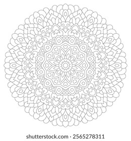 Intricate Rounded Mandala Coloring Page - Relaxing and Detailed Design for Mindful Creativity