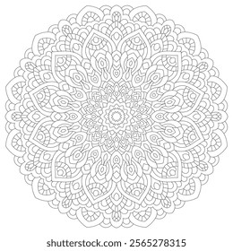 Intricate Rounded Mandala Coloring Page - Relaxing and Detailed Design for Mindful Creativity