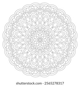 Intricate Rounded Mandala Coloring Page - Relaxing and Detailed Design for Mindful Creativity