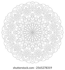 Intricate Rounded Mandala Coloring Page - Relaxing and Detailed Design for Mindful Creativity