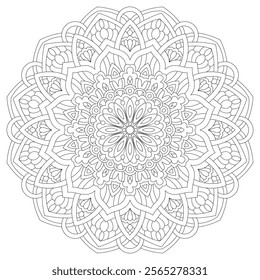 Intricate Rounded Mandala Coloring Page - Relaxing and Detailed Design for Mindful Creativity