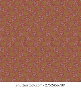 Intricate rust and blue floral vines for traditional wallpaper, upholstery, luxury bedding and stationery.