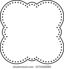 Intricate scalloped border featuring a dotted outline, perfect for invitations, labels, or scrapbooking projects. The symmetrical design adds elegance and sophistication to any creative work