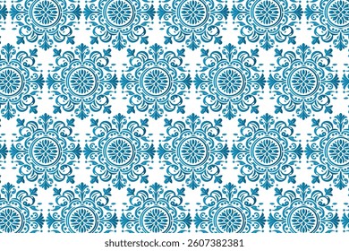 intricate seamless blue floral pattern with vintage-inspired floral designs for high-end bedsheets and stylish decor


