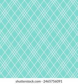 An intricate seamless composed in vector depicting intertwined white lines forms a series of interconnected diamonds against a soft teal backdrop, creating a visually striking geometric design.