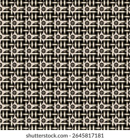 Intricate seamless geometric pattern with a high-contrast woven lattice design. Modern and sophisticated, this textured look embraces contemporary trends for digital art, textiles, and interior decor 