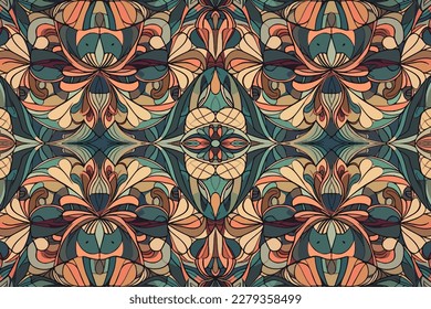 Intricate seamless pattern. Abstract traditional folk old ancient antique tribal ethnic intricate graphic line. Ornate elegant luxury vintage retro modern minimal style for texture textile fabric back