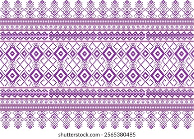 Intricate seamless pattern inspired by traditional textile motifs in a modern purple and white color scheme. This elegant design is perfect for fabric printing, stationery, wallpapers, and digital art