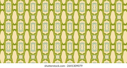 Intricate seamless pattern in olive and soft teal, ideal for elegant wallpapers, textile design, or sophisticated digital backgrounds.