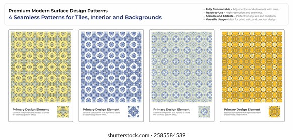 Intricate Seamless Tile Patterns - Premium Geometric  Ornamental Designs