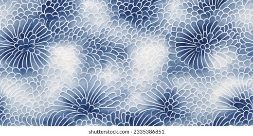 An intricate Shibori-patterned textile showcasing the ancient Japanese tie-dye technique, with deep indigo,tribal motif shibori Tie Dye pattern texture , Peony ink style.