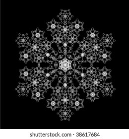 Intricate silver vector snowflake made of smaller flakes