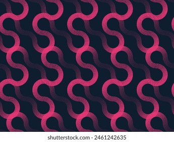 Intricate Smooth Curves Seamless Pattern Trend Vector Black Purple Abstract Background. Ornamental Half Tone Art Illustration for Textile Print. Repetitive Graphic Abstraction Wallpaper Dotted Texture