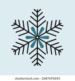 Forma intrincada del copo de nieve en diseño simétrico del Vector, icono hermoso del cristal de hielo para las Navidades, el invierno, y los Elementos de la decoración del año Nuevo