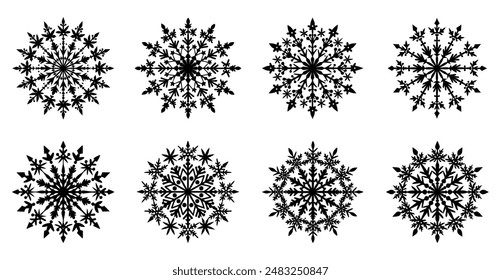  Intricate Snowflake Silhouettes Art Bundle