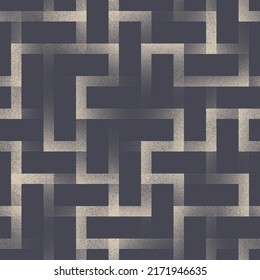 Intricate Sophisticated Bent Lines Seamless Pattern Vector Trendy Abstract Background. Intricacy Maze Structure Grain Subtle Texture Repetitive Gray Wallpaper. Grit Halftone Art Labyrinth Illustration