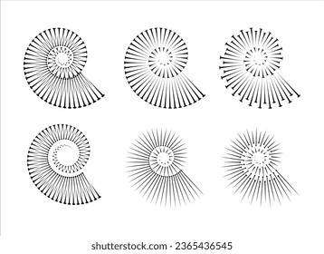 An intricate spiral logo inspired by the Nautilus Shell, featuring a fractal art design with golden ratio line art. Presented as a vector illustration. svg