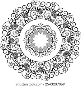  Intricate Spiral Mandala with Geometric Patterns for Coloring Pages, Meditation Art, Tattoo Designs, Decorative Prints, Boho and Spiritual Decor,
 Mindfulness Practice, Zen Artwork
