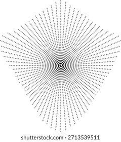 Patrón espiral intrincado que irradia desde el centro compuesto de muchos puntos sobre fondo transparente