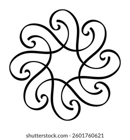 Intricate swirling floral mandala, design forming a circular spiral pattern