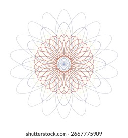 Um intrincado e simétrico abstrato padrão de flor geométrica com linhas e curvas delicadas, criando um design de mandala bonito e único.