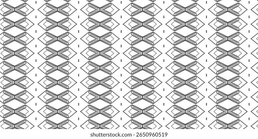 Intricate symmetrical pattern featuring bow-tie or knot-like shapes and vertical design elements. Ideal for fashion, wrapping paper, or textile use.