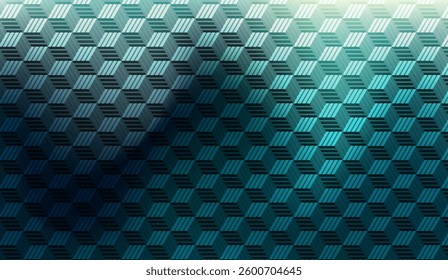 Intricate tessellation of stylized cubes in gradated blues and grays, forming a dynamic, abstract background texture suitable for various modern graphic applications and digital design projects
