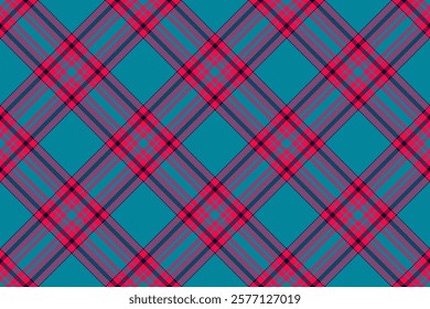 Intricate texture textile plaid, fur background fabric seamless. Neat vector check tartan pattern in cyan and bright colors palette.