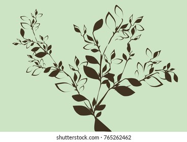 Intricate tree leafy pattern on a light green backdrop