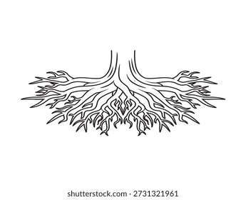 Intricate tree root system illustration