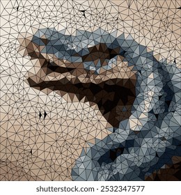 Intricate triangular shapes form a mosaic picturing snake