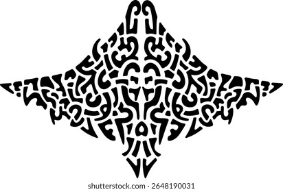 Elemento de design de tatuagem tribal preto intrincado com curvas abstratas e formas, conceito de ornamento decorativo simétrico. Ilustração de Vetor Asteca