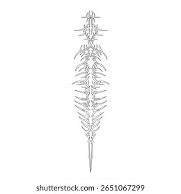 Intrincado diseño de lanza tribal con Elementos afilados y simétricos y líneas finas sobre un fondo blanco. Adecuado para tatuajes, calcomanías o obras de arte de fantasía.