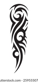 Intricate Tribal Tattoo Design with Flowing Swirls and Sharp Edges in Black Ink Style