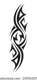 Intricate Tribal Tattoo Design with Flowing Swirls and Sharp Edges in Black Ink Style