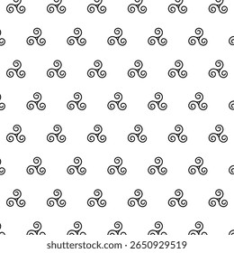 Intricate Triskelion Pattern: An elegant and symmetrical design featuring the triskelion symbol, artfully arranged in a repeating pattern that evokes a sense of history and spiritual significance.