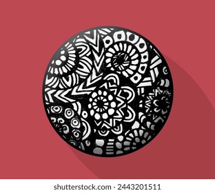 Intricate and unique abstract illustration, featuring circular shapes in black and white. The design has a striking visual impact, Ideal for modern art.