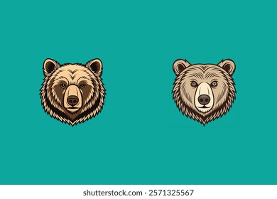 Intricate vector artwork of a bear's face with detailed fur, perfect for creative and design projects.