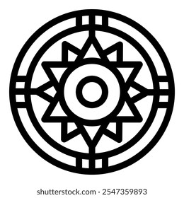 Intricate vector graphic showcases a circular ornament with an eight pointed star, symbolizing cultural heritage and spiritual beliefs