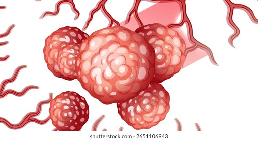 Intricate vector illustration of human cells with a focus on texture and color, highlighting cellular structures and connections