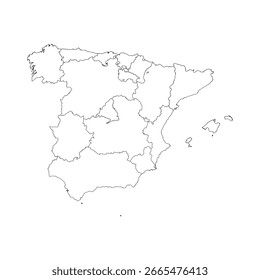 intricate vector map of Spain with regional outlines and divisions