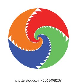 "Intricate and vibrant circular ornamental vector pattern featuring layered colorful spirals , perfect for decorative art, digital design, and textiles.