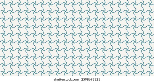 An intricate and vibrant geometric tile pattern featuring a mix of shapes and colors. For backgrounds design projects, and decorative purposes. Windmills fan backdrop texture. Blue green cream 030
