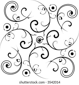 Intricate, victorian vector square tile for corners and repeating borders.