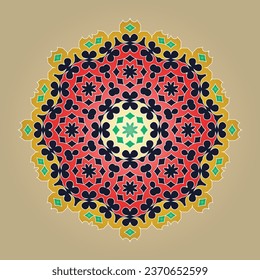 An intricate vintage Mandala art pattern infused with Eastern aesthetics. This elaborate floral design is perfect for enhancing various design endeavors such as wedding invitations and greeting cards.