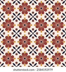 Intricate Vintage Tile Seamless Pattern in Classic Red and White