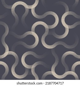 Intricate Wavy Lines Stipple Seamless Pattern Vector Tangled Abstract Background. Intertwined Twisted Curved Linear Structure Subtle Texture Repetitive Pale Grey Wallpaper. Half Tone Art Illustration