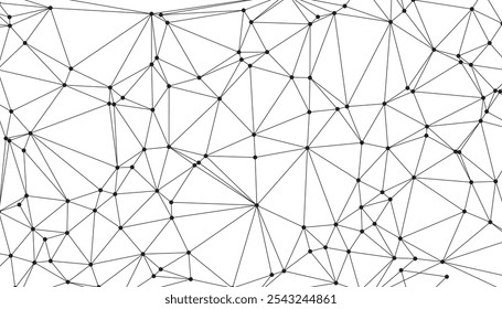 Intricate Web of Technology: Glowing Network of Dots and Lines Illustrating Advanced Digital Connectivity and Data Flow with Abstract, Geometric, and Complex Patterns.